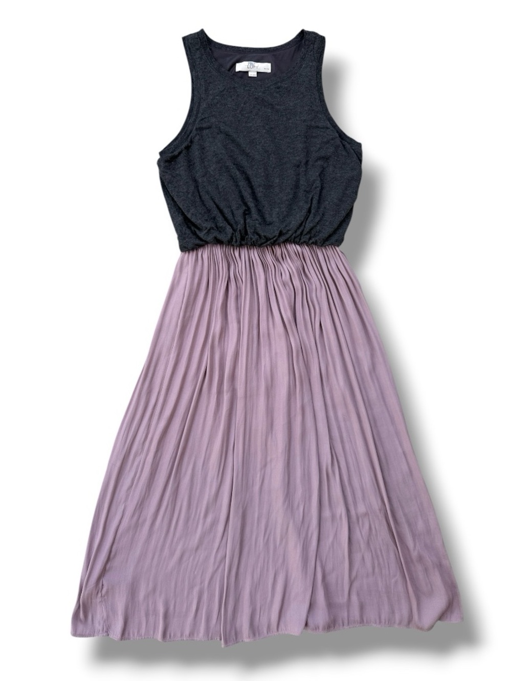 LOFT Twofer Gray Tank/Lavender Pleated-Skirt Midi Dress Size SP
